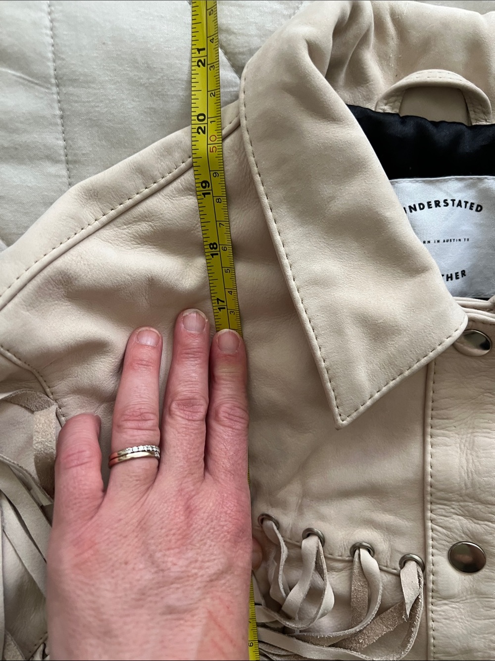 UNDERSTATED LEATHER Mustang Jacket in Marshmellow $495 small - Picture 11 of 16